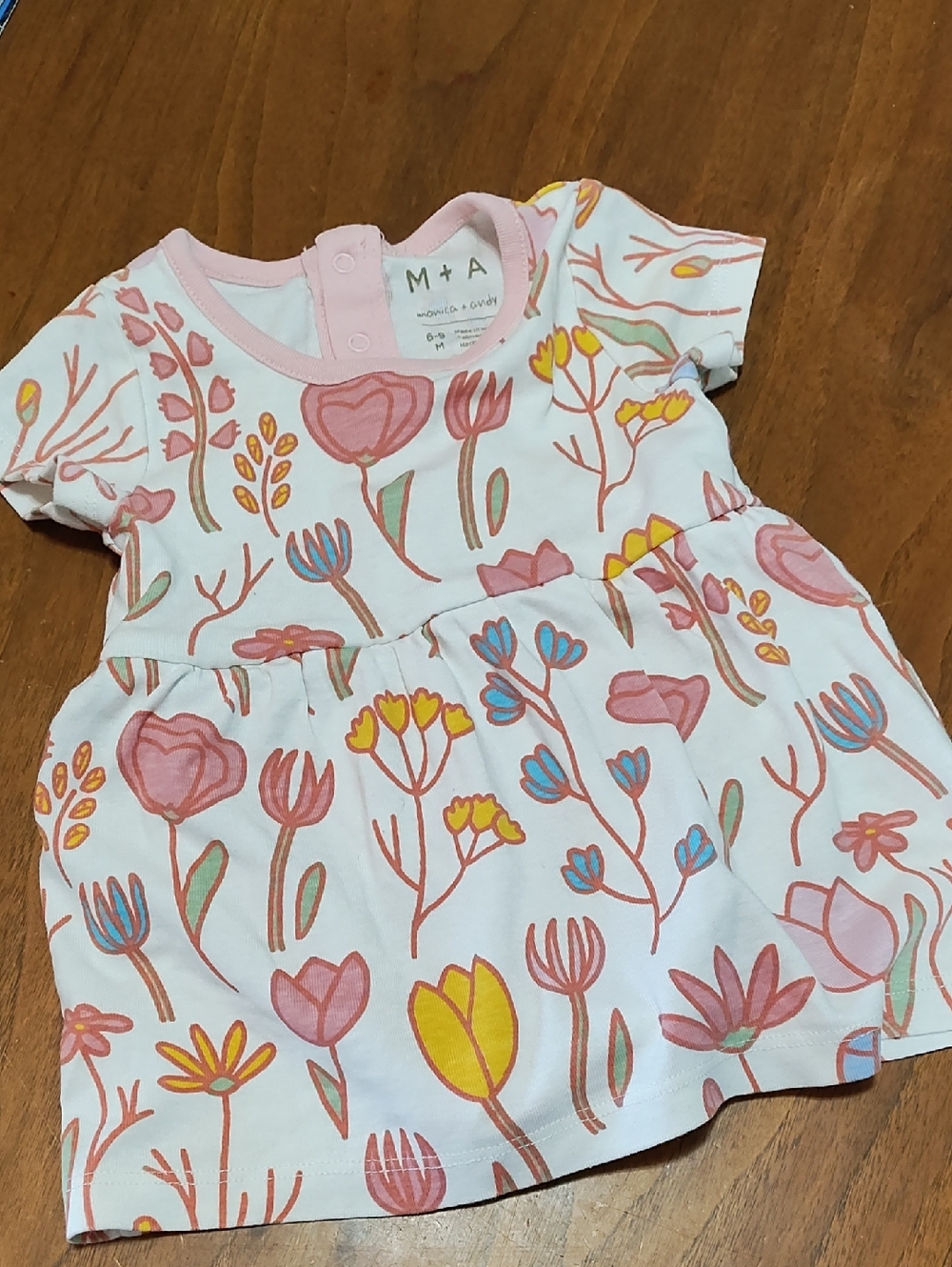 M+A (monica + andy) Pink Floral Baby Dress Onesie Girls' 6-9mo